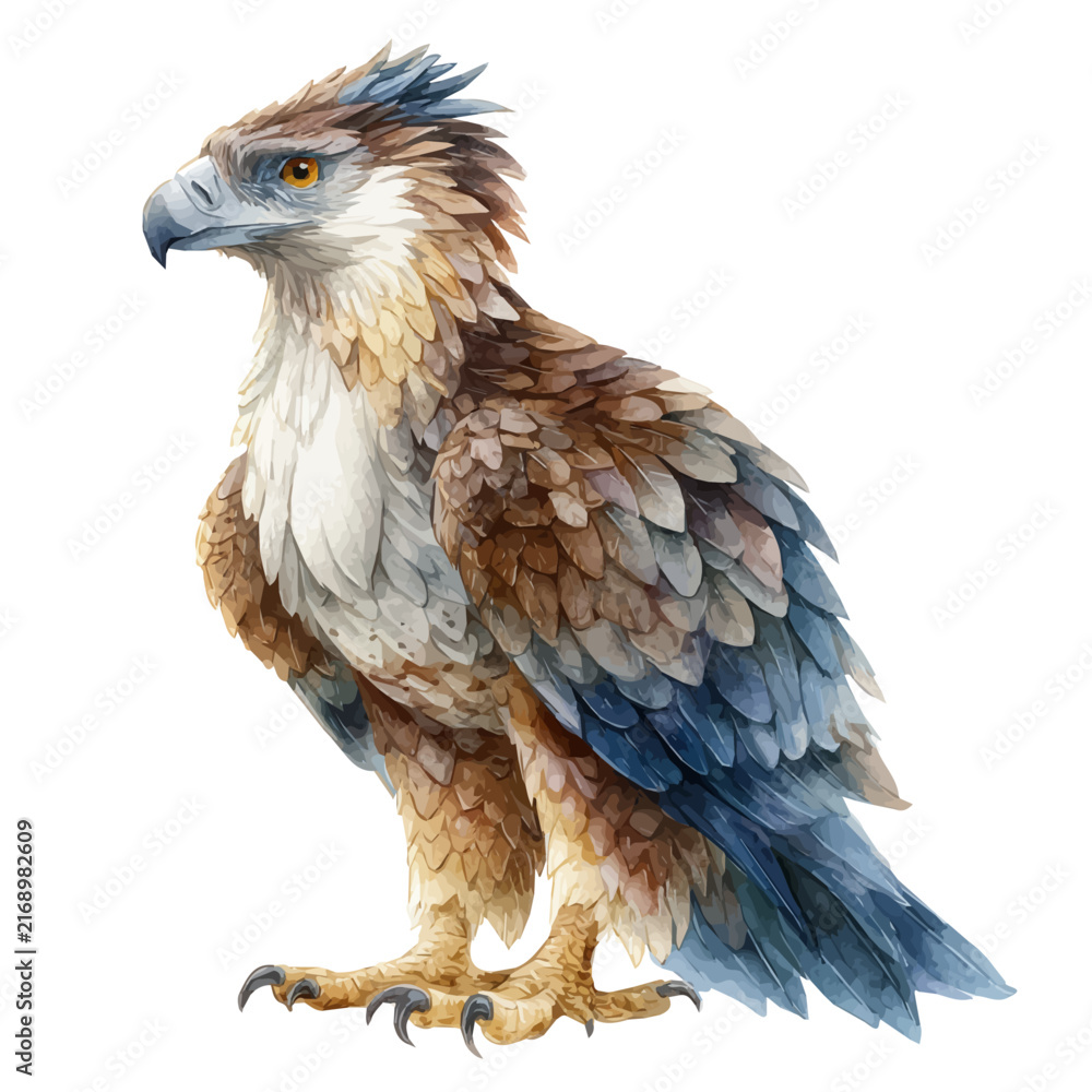 Fototapeta premium Griffin watercolor vector illustration, high-quality artwork isolated on a pure white background.