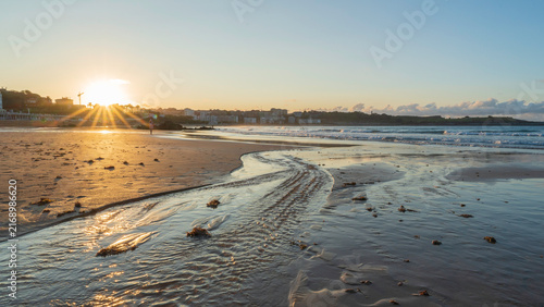 Evening scene at El Sardinero Beach, Santander, Spain