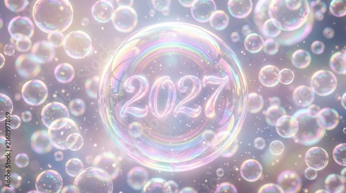 Happy New Year 2027 Bubbles Celebration Festive Background
