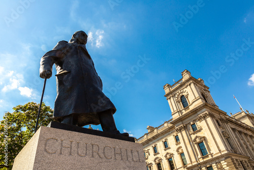 Sir Winston Churchill Statue at Parliament Square in Westminster, London, England, UK