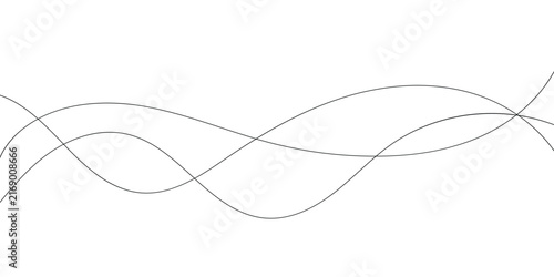Abstract Flowing Wave Line Divider with Intersecting Curves and Elegant Minimalist Design Vector Illustration