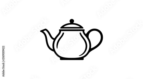 Simple outline teapot illustration isolated white background
