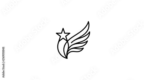 Stylized winged star abstract symbol line art