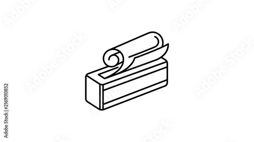 Roll of paper notes on dispenser line art