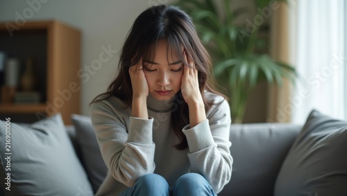 young woman having headache