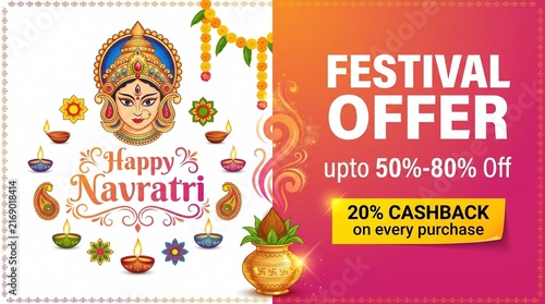 Happy Navratri Festival Offer Background Template Design