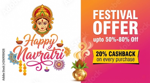 Happy Navratri Festival Offer Background Template Design
