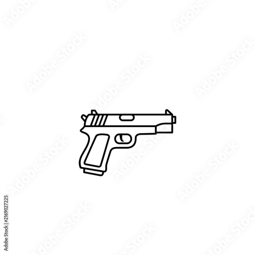 Bild auf Leinwand Minimal handgun line icon representing a firearm, pistol, weapon, security, and shooting equipment