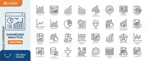 Photography dashboard analytics icon set
