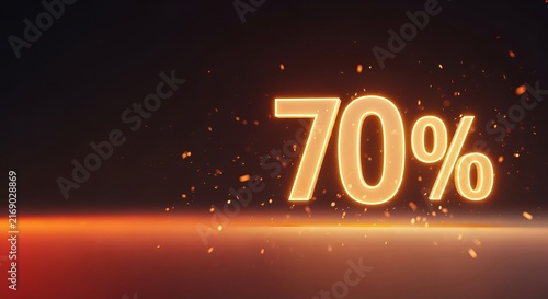 Stunning Golden Discount Sign Shines Brightly with 70 Percent Off on Dark Corporate Background