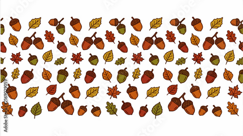 Acorns and Leaves Repeating Pattern