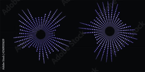 Abstract futuristic audio visualizer circular sound wave equalizers in purple color on black background with audio equalizer music technology digital frequency electronic beat vocal spectrum