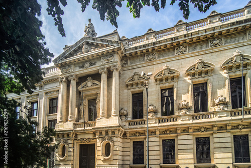 Ornate Classical Facade of Historic Building in Brussels, Belgium
