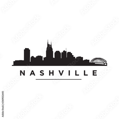 Nashville Skyline Silhouette On White Background architecture
