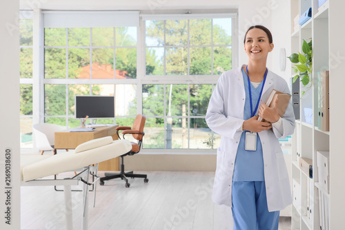 Healthcare professional in modern clinic, medical career and wellness, young ...