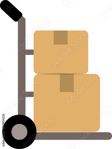 Parcel Boxes on Hand Cart Delivery Flat Vector Illustration