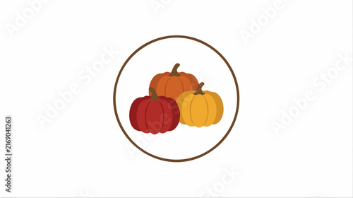 Trio of Mini Pumpkins Emblem Badge Illustration