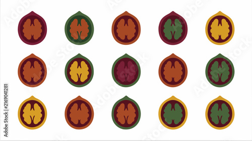 Walnut Icons Arranged in a Grid Layout