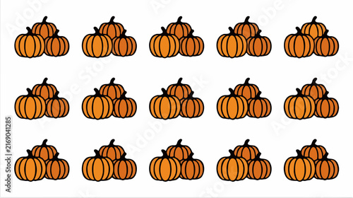Trio of Mini Pumpkins Icon Set Illustration