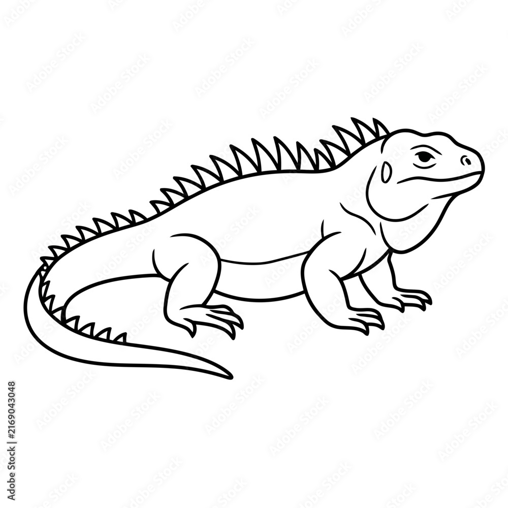 Fototapeta premium Line art illustration of an iguana