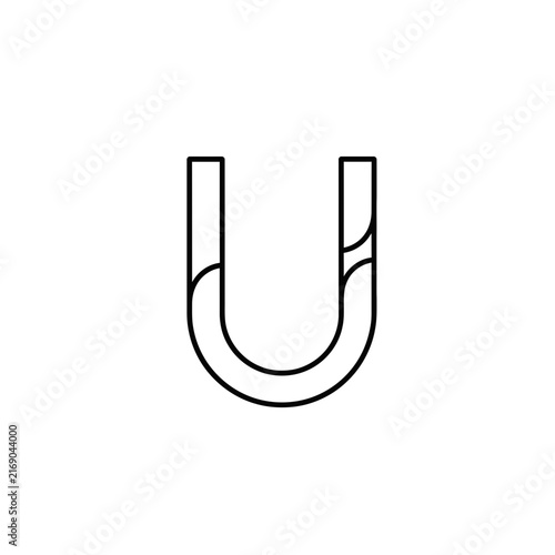 Isolated U letter cutout