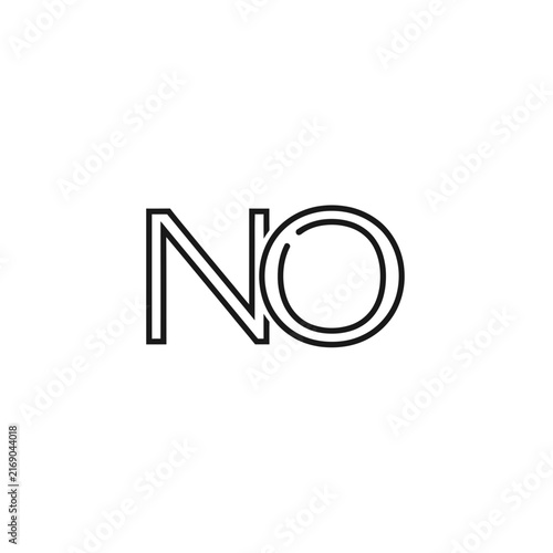 Isolated word NO in outline style