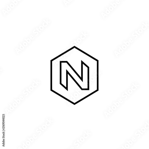 Letter N inside hexagon icon logo design