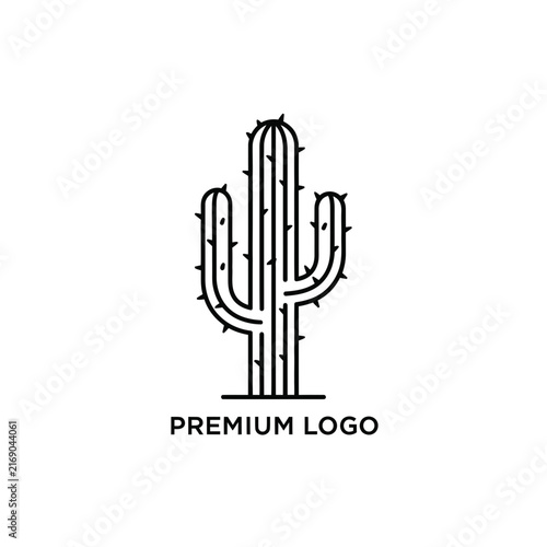 Minimalist Cactus Logo Isolated
