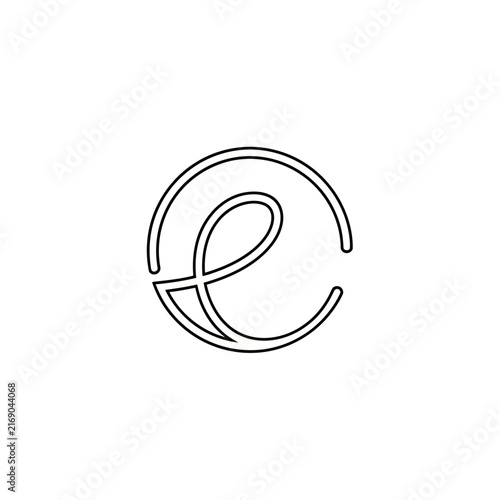 Minimalist continuous line art circle with letter E