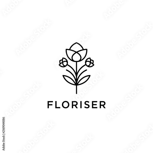Minimalist flower line art logo