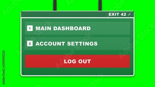 Digital user interface panels as highway signs on green background