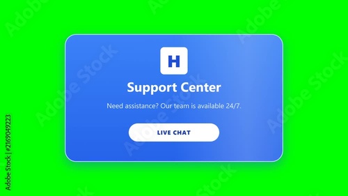 Support center interface windows on green screen