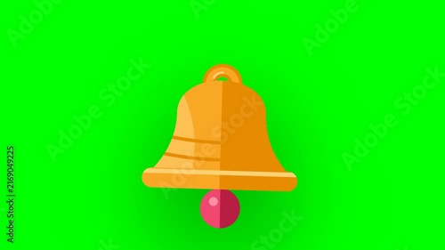 Animated golden notification bells on green screen background