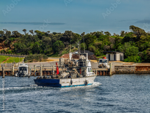 Fisheries Work Boat Coming In To Port