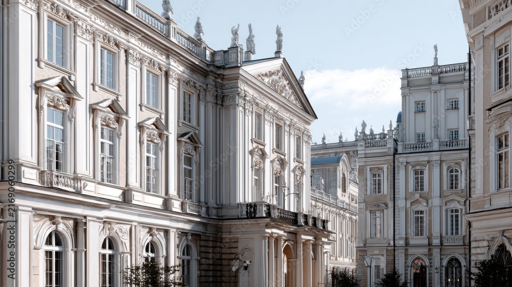 Obraz premium Elegant European Architecture with Historical Charm and Detail