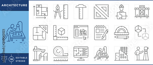 Konstfotografi Architecture icons set