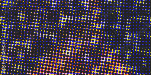 Cuadro en lienzo Close up of a dark plaid tweed fabric texture with colorful interwoven threads