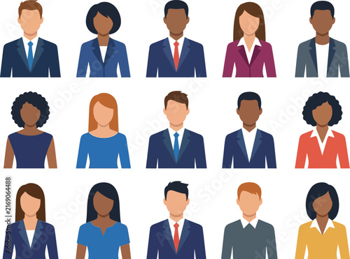 фотографія Professional diverse business people icons with transparent background for prese
