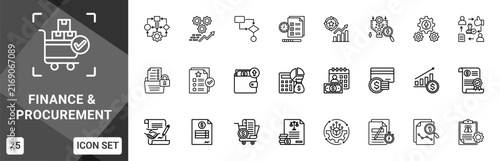 Finance & Procurement  Icon set collection. Vector icon pack featuring thematic icons for your presentations or business.