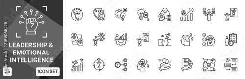 Leadership And Emotional Intelligence  Icon set collection. Vector icon pack featuring thematic icons for your presentations or business.
