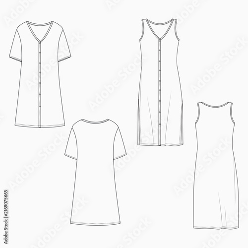 Women's Long Dress with Different Trim Details.