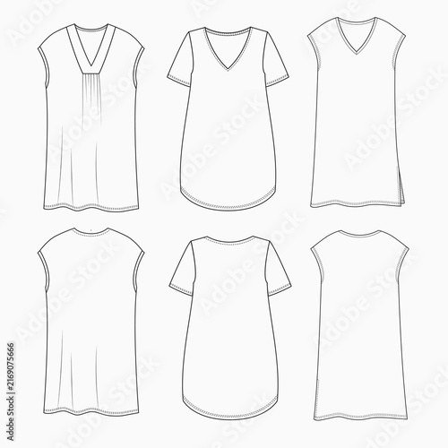 Women's Long Dress with Different Trim Details.