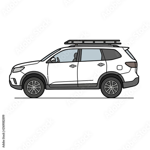 White SUV with Roof Rack