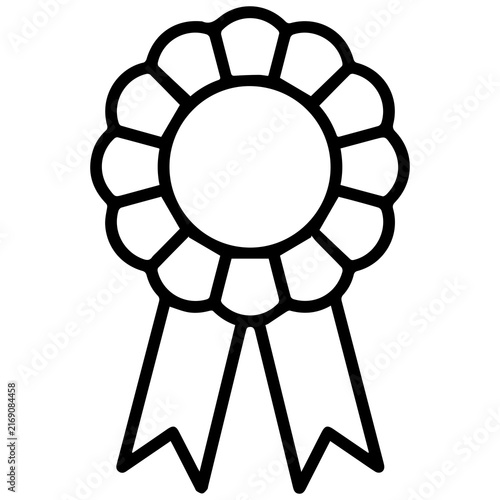 Award ribbon rosette icon vector illustration with achievement recognition competition celebration