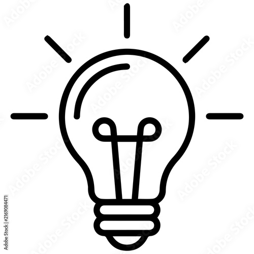 Light bulb outline icon representing idea and innovation concept with innovation solution thinking strategy