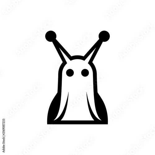Stylized alien snail icon, simple vector art
