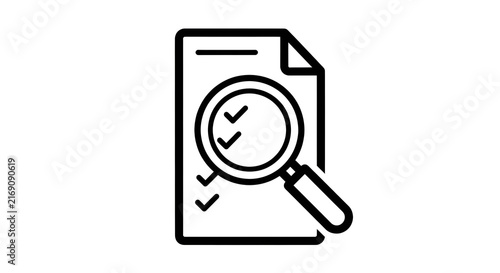 a document with folded corner and a large magnifying glass inspecting the document