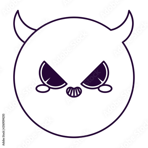 Cute red devil emoji character with small horns and angry eyes
