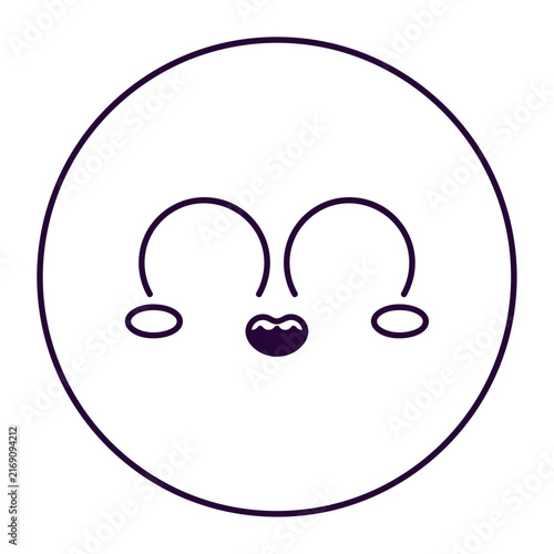Vector emoticon character showing curious happy expression for chat
