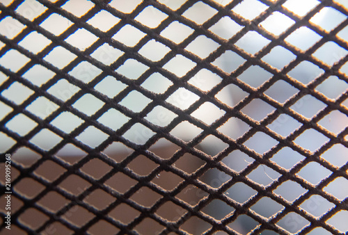 Foto Rusty Chain Link Fence Metal Grid Texture with Weathered Steel Wire Mesh Pattern